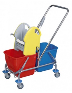 Vozík úklidový chrom CHU3, 2x17L