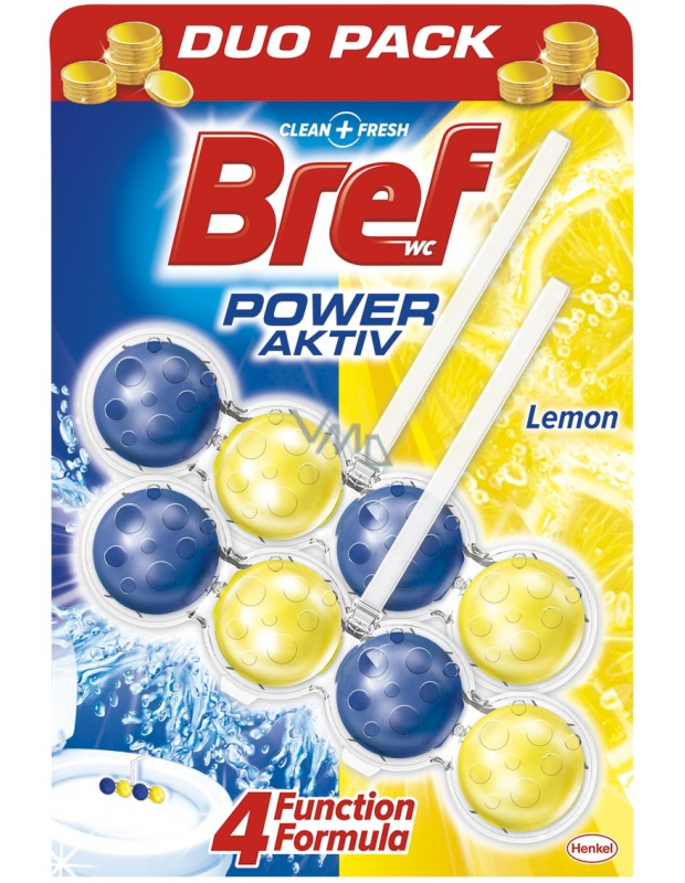 WC blok BREF Power Active lemon 51g, bal./3ks