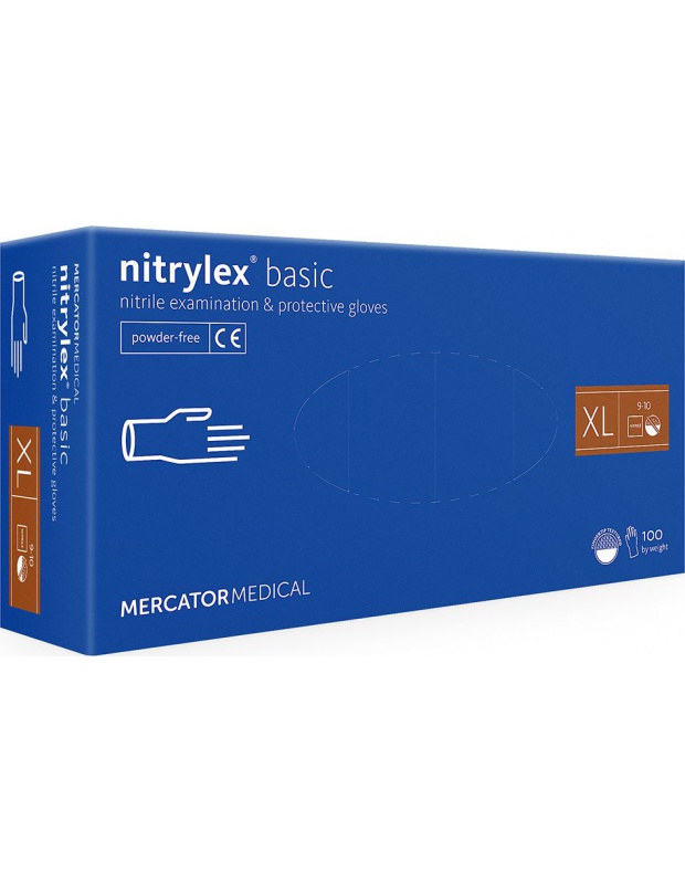 Rukavice jednoráz. MercatorMedical Basic, nitril nepudr, vel.XL, 100ks