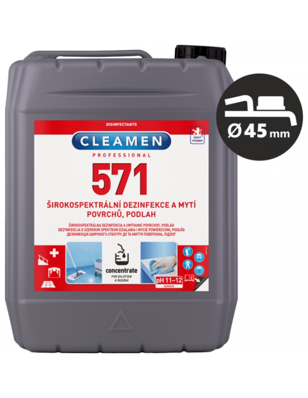 CLEAMEN 571 concentrate širokospek. dezinfekce a mytí povrchů, podlah 5L