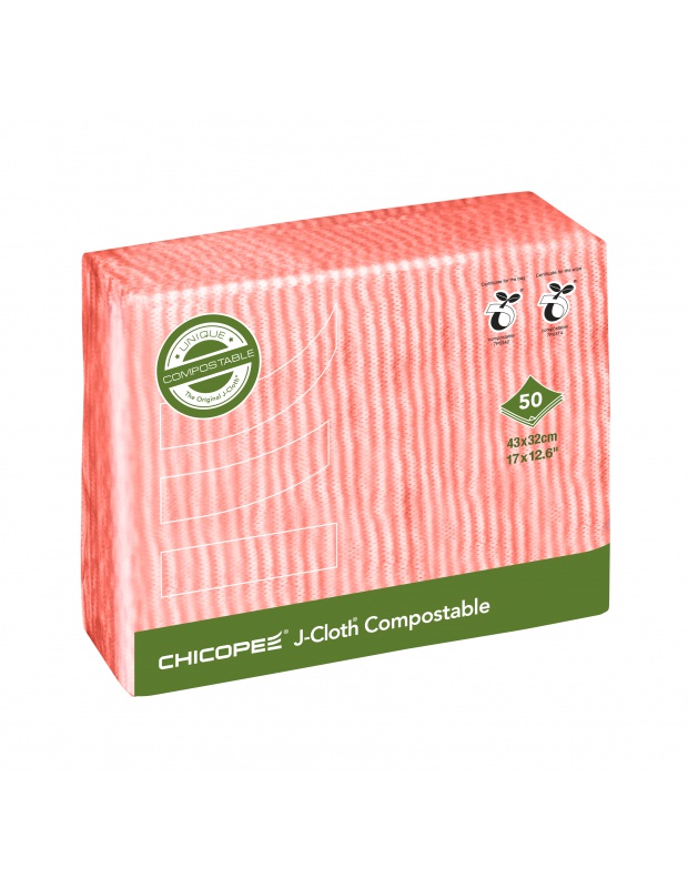 CHICOPEE J-Cloth Plus Bio Whipe, Red, 43x32cm, bal/50ks