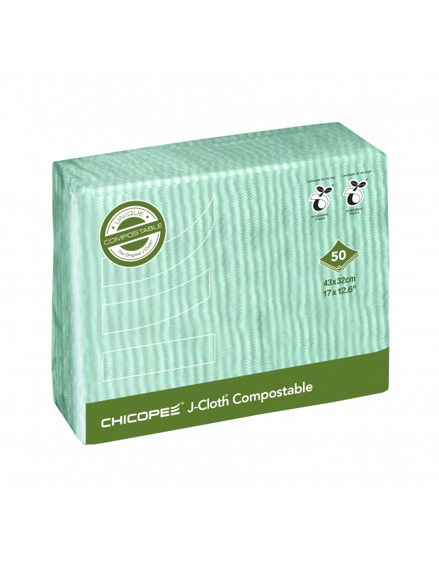 CHICOPEE J-Cloth Plus Bio Whipe, Green, 43x32cm, bal/50ks