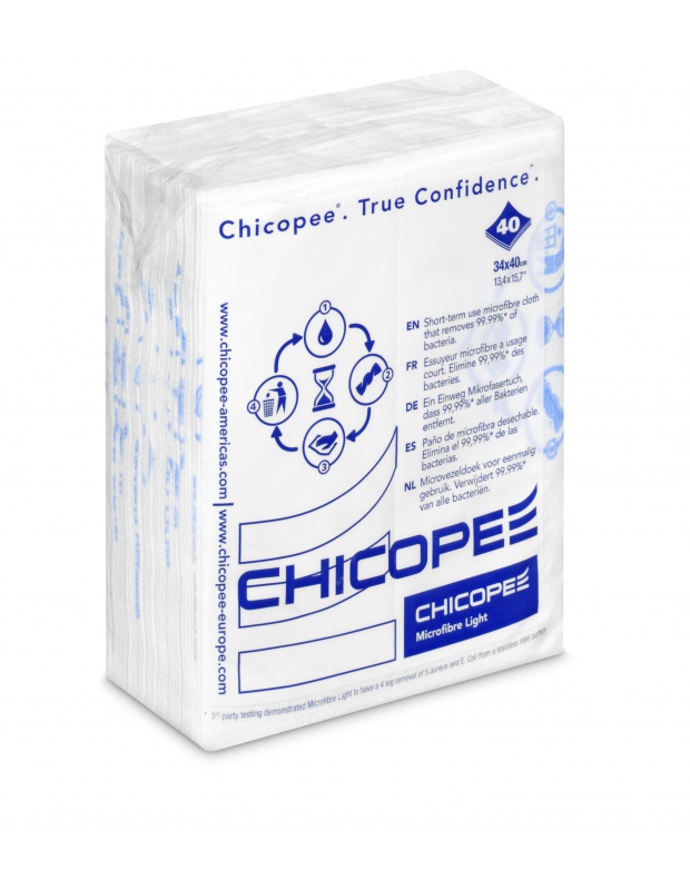 CHICOPEE Microfibre Light Wipe, Blue - Print 34x40cm, bal/40ks