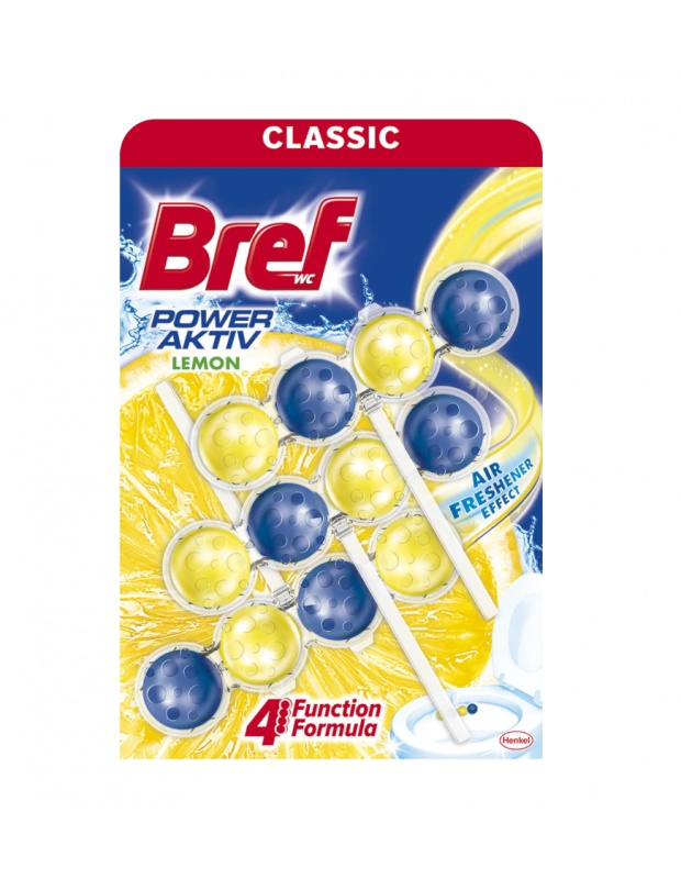 WC blok BREF Power Active lemon 51g, bal./3ks